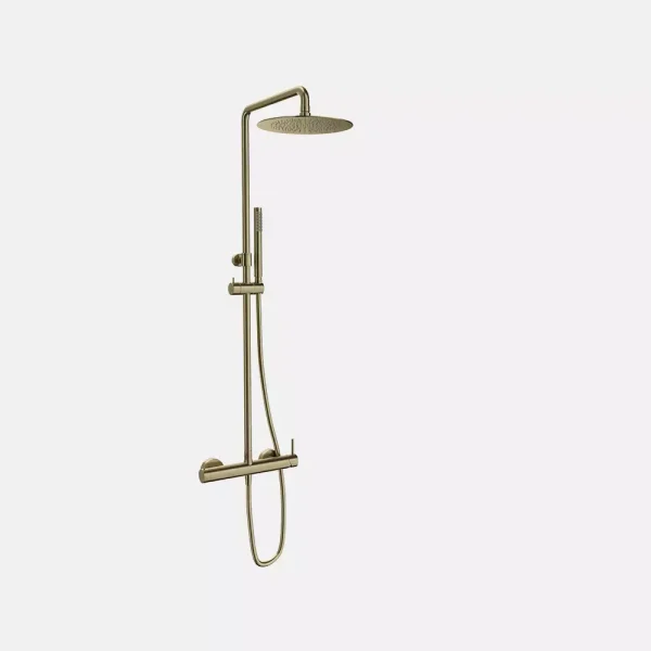 Columna de Ducha Monomando Extensible Sanycces Loop en acabado Oro cepillado