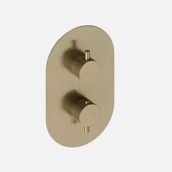 Parte Externa Termostática de Ducha Mural de 1, 2 o 3 Vías Sanycces Loop en acabado Oro cepillado