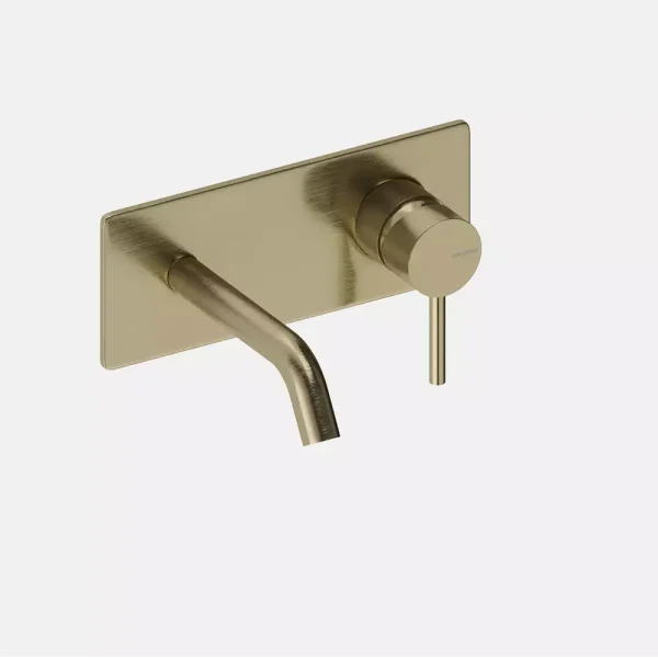 Grifo Monomando de Lavabo Mural con Embellecedor Rectangular Sanycces Loop en acabado Oro cepillado