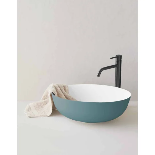 Lavabo Bol de 15 cm con exterior azul, ejemplo de color personalizable