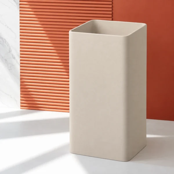 Ejemplo orientativo del lavabo Cuadra Sanycces en color integral beige arena