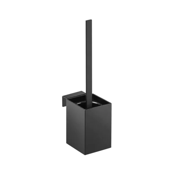 Escobillero de pared Cubo ESC002 de Sanycces en negro mate sobre fondo blanco