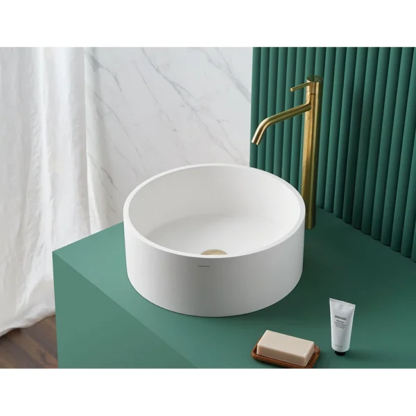 Lavabo redondo Lucena de Sanycces en blanco mate