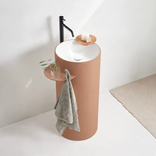 Lavabo Circo Joy de exterior y repisa izquierda color arcilla orientativo