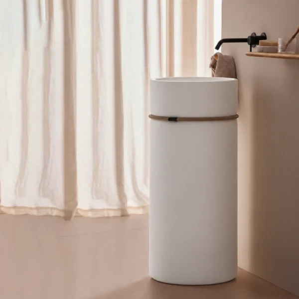Lavabo exento Tempo blanco mate de Sanycces en baño, imagen ilustrativa