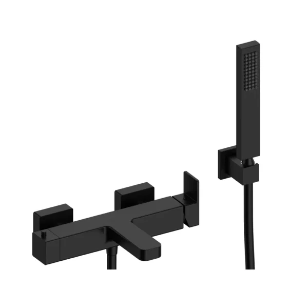 Kit grifo monomando para bañera y ducha Sanycces Cubo en acabado negro mate