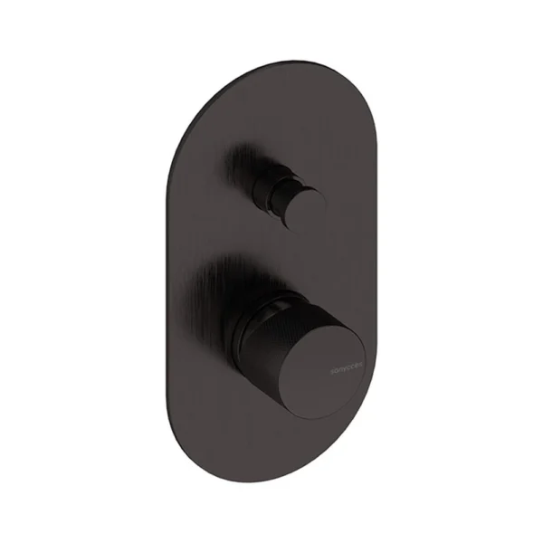 Parte Externa Monomando de Ducha Mural de 2 Vías – Sanycces – Loop K, acabado metal gun