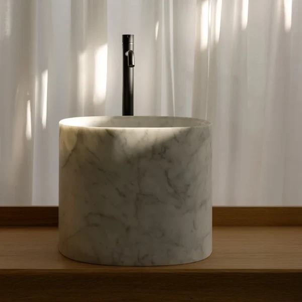 Lavabo Alto Oasis para Semipedestal de 43 × 43 cm – Sanycces en Mármol Carrara