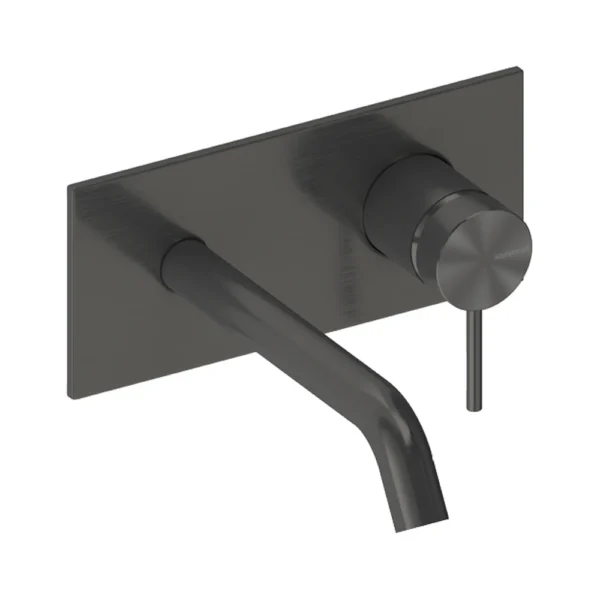 Grifo Mural de Lavabo 18 cm con Placa – Sanycces – Pool, acabado Metal Raw