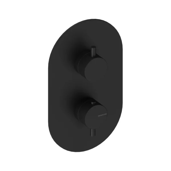 Kit Termostático de Ducha Mural con Rociador y Flexo PVC – Sanycces – Loop K, acabado negro mate
