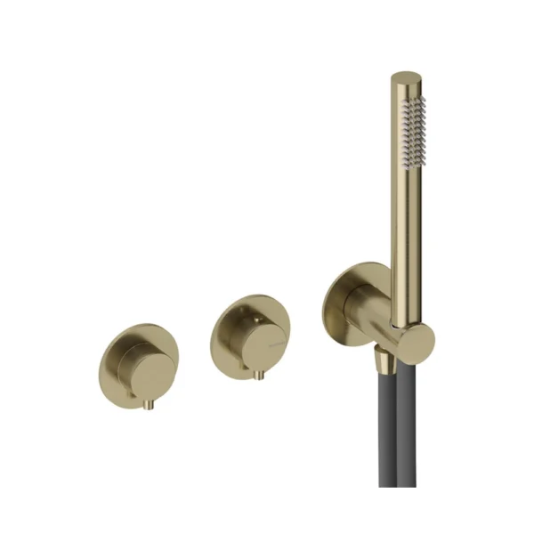 Termostático de Ducha Mural Horizontal de 2 o 3 Vías – Sanycces – Loop, acabado oro cepillado