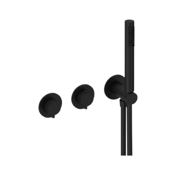 Termostático de Ducha Mural Horizontal de 2 o 3 Vías y Flexo de Silicona – Sanycces – Loop K, acabado negro mate